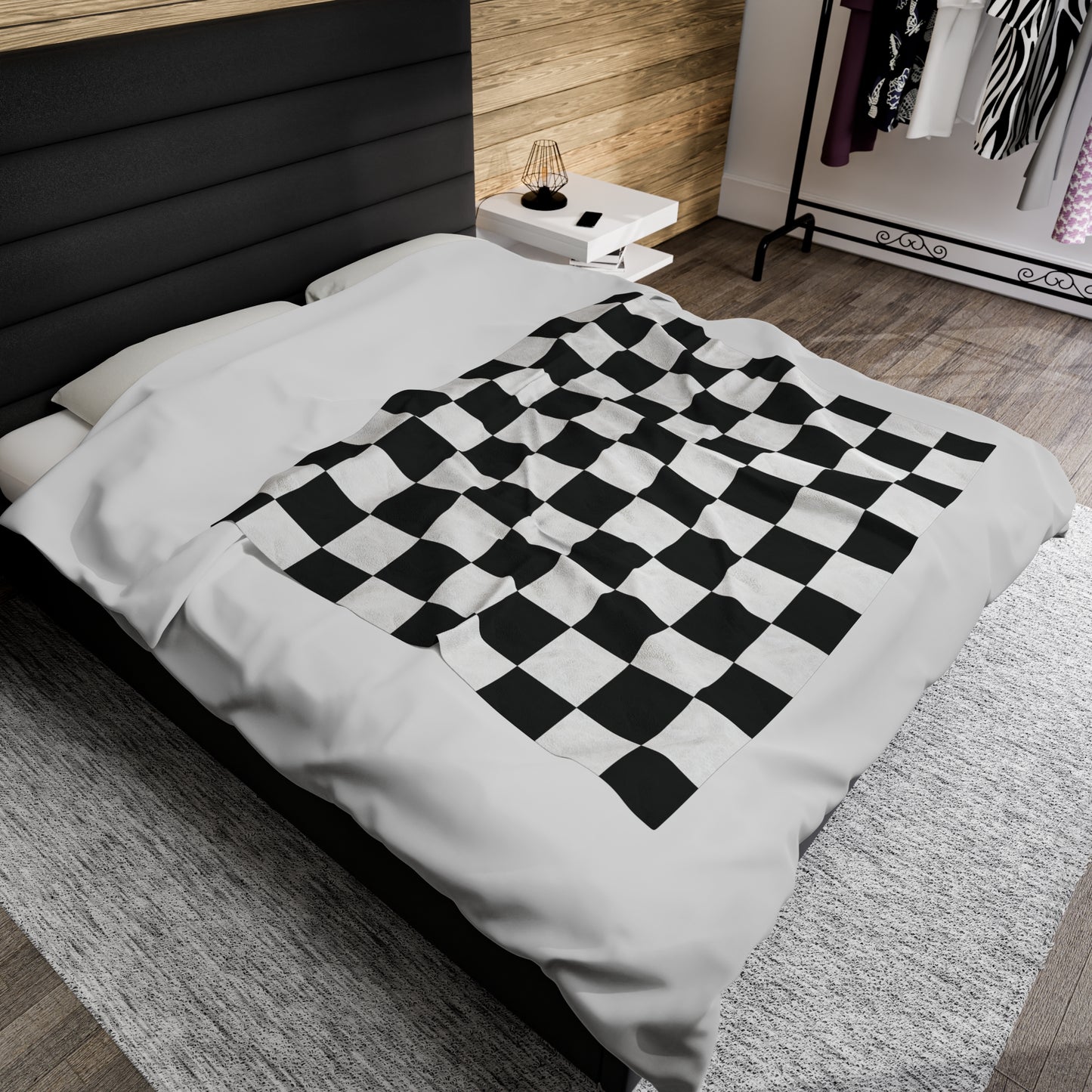 Black Checkered throw blanket Velveteen Plush Blanket