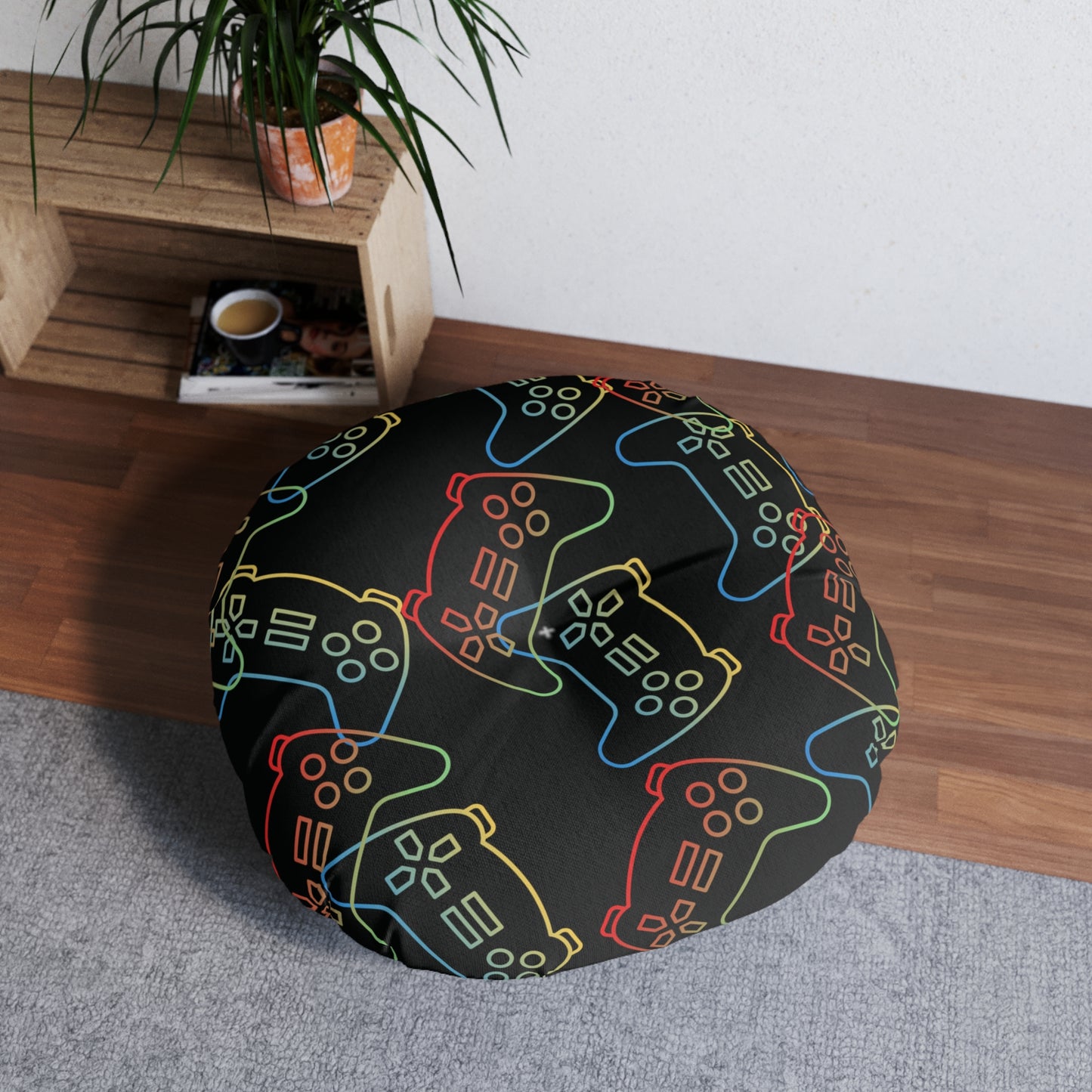 Game Controller Floor Pillow, Round Tufted pouf floor pillow