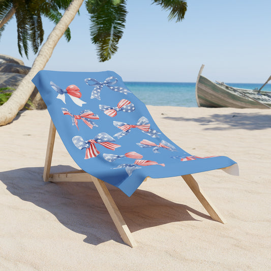 Red White and Blue bows  30"x60" Beach Towel