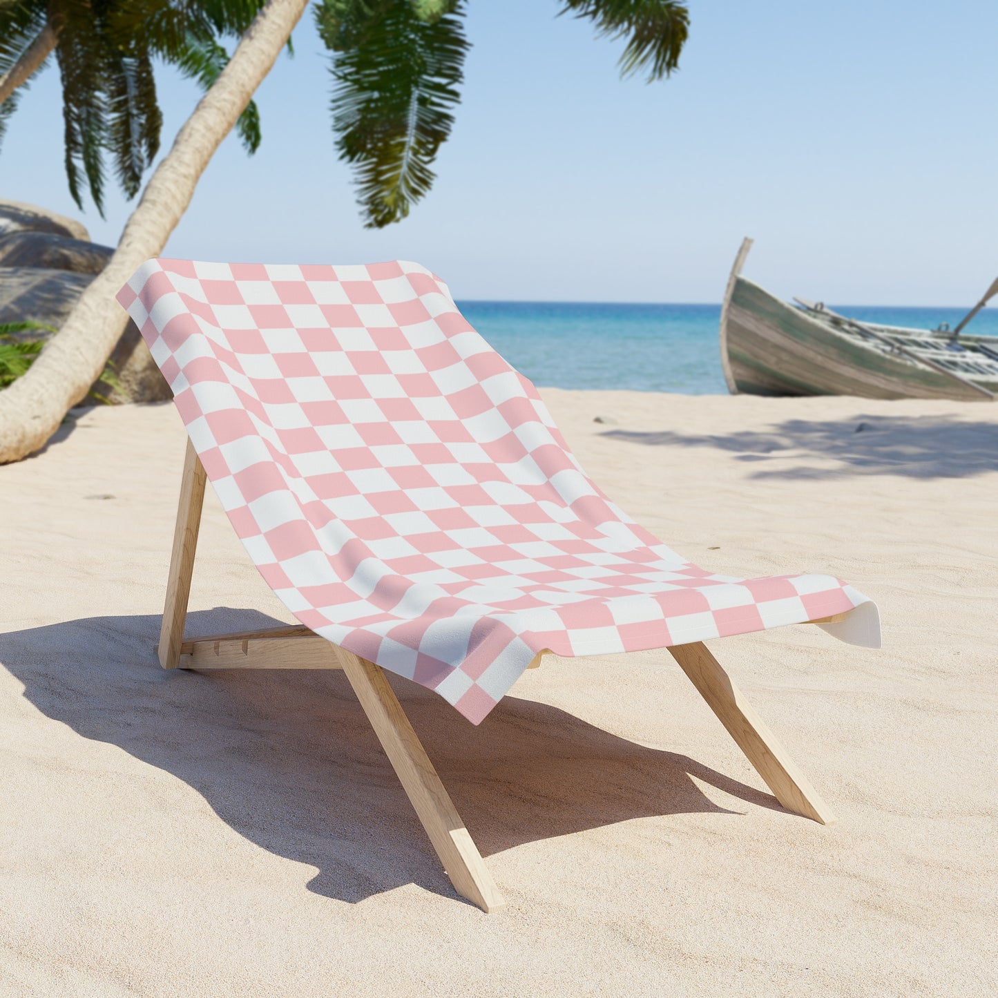 Pink Checkered Print 30"x60" Beach Towel