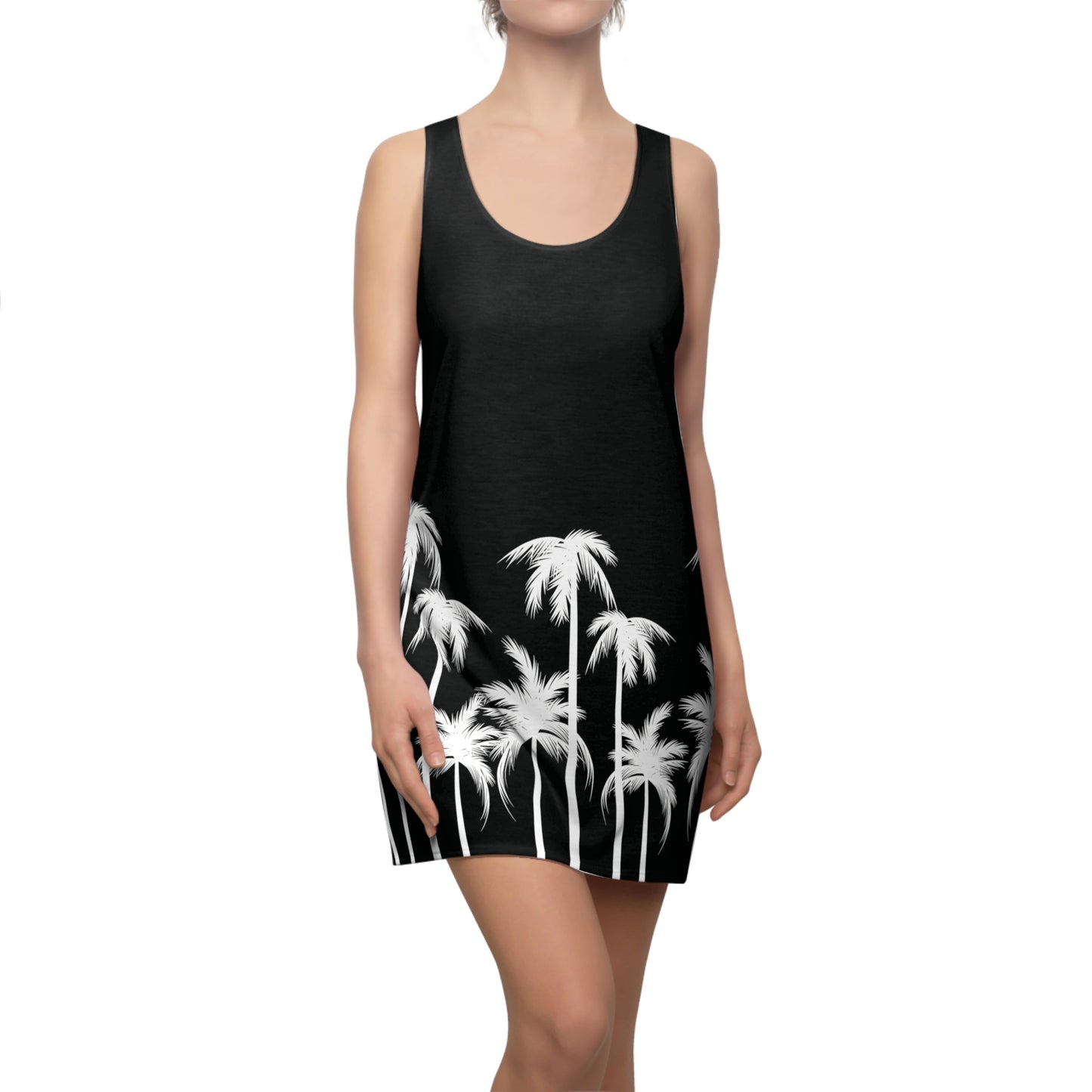 Palm Tree Women's Racerback Dress  BLK