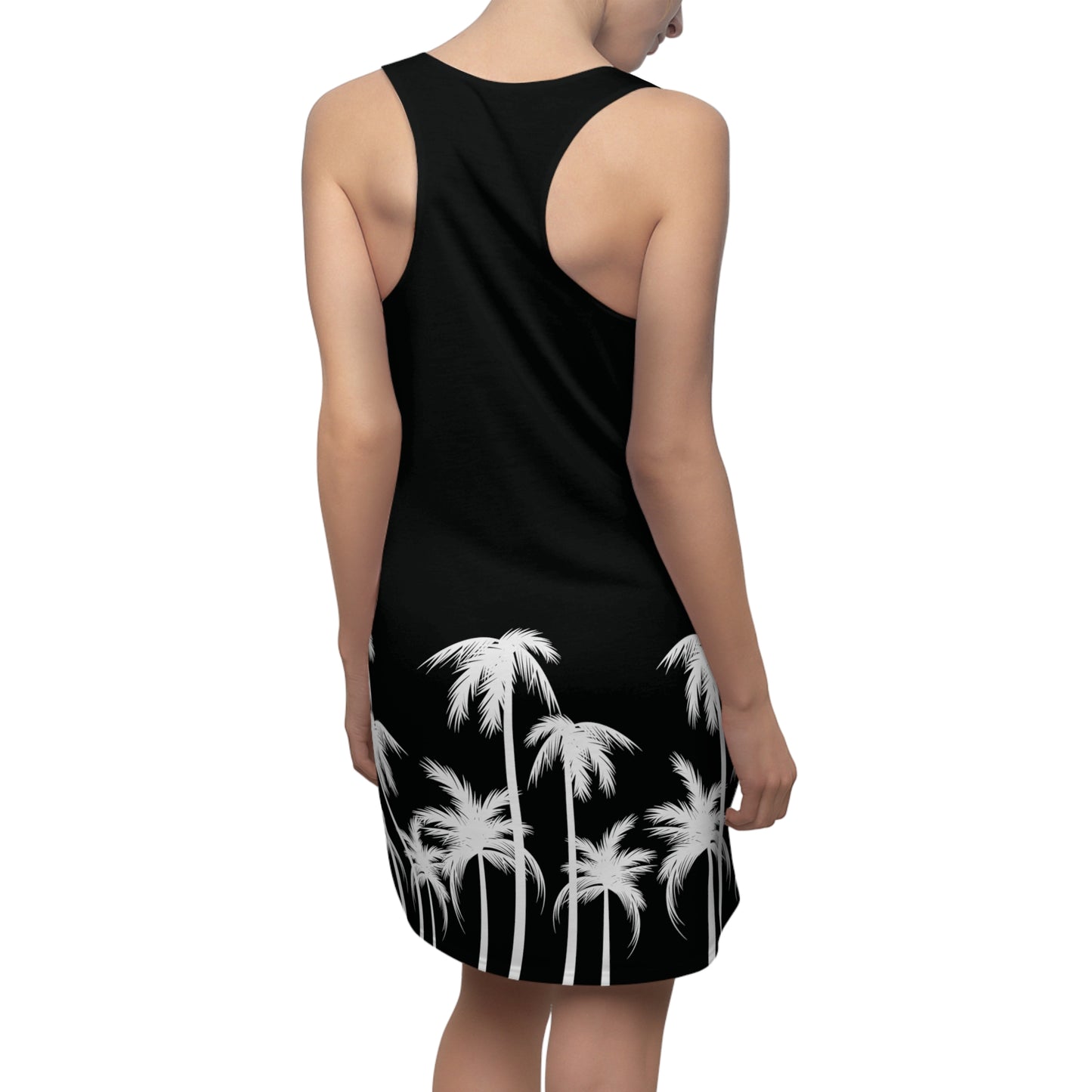 Palm Tree Women's Racerback Dress  BLK