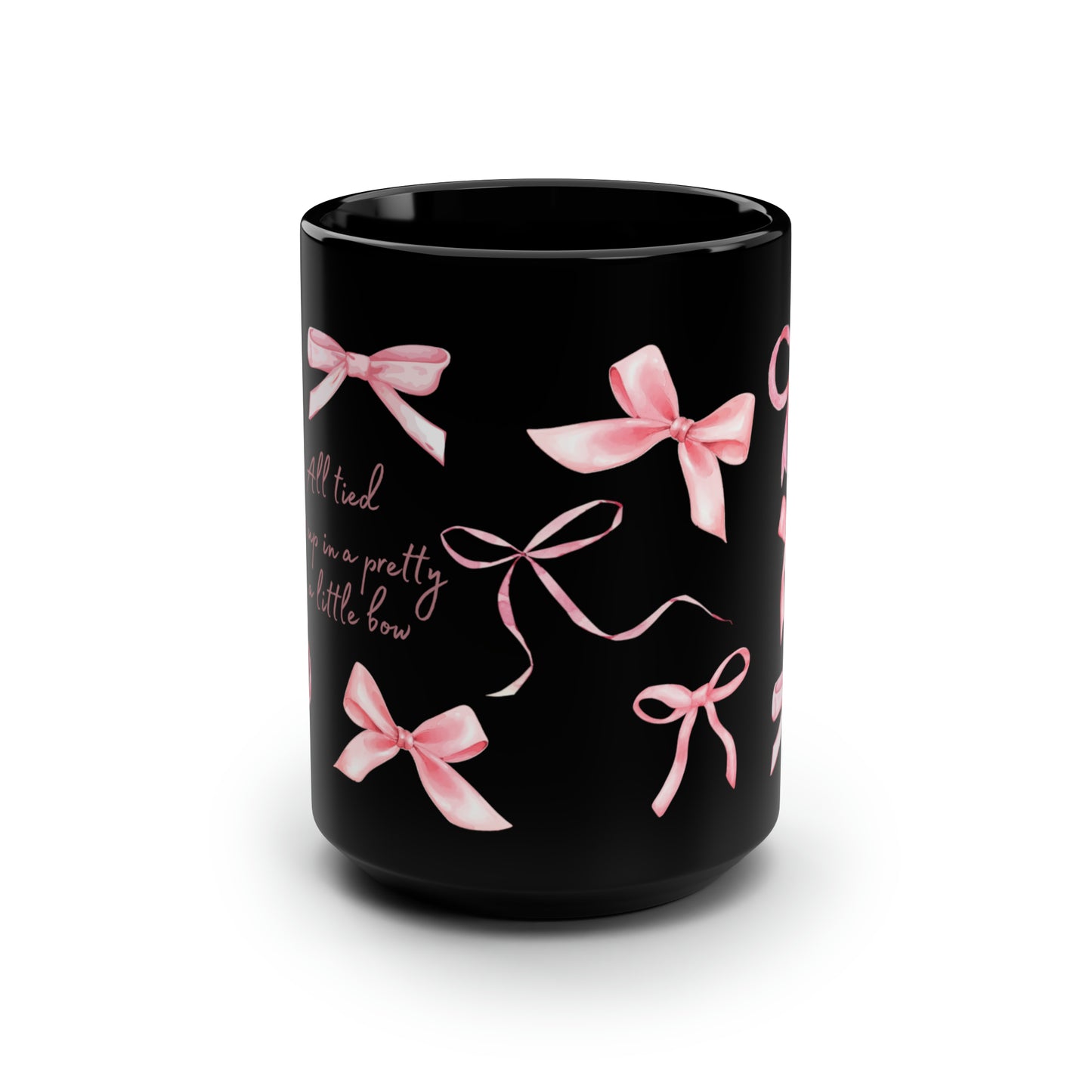 All tied up in a Bow Mug, 15oz decorative mug white cute cup girly coffee mug coquette core girl