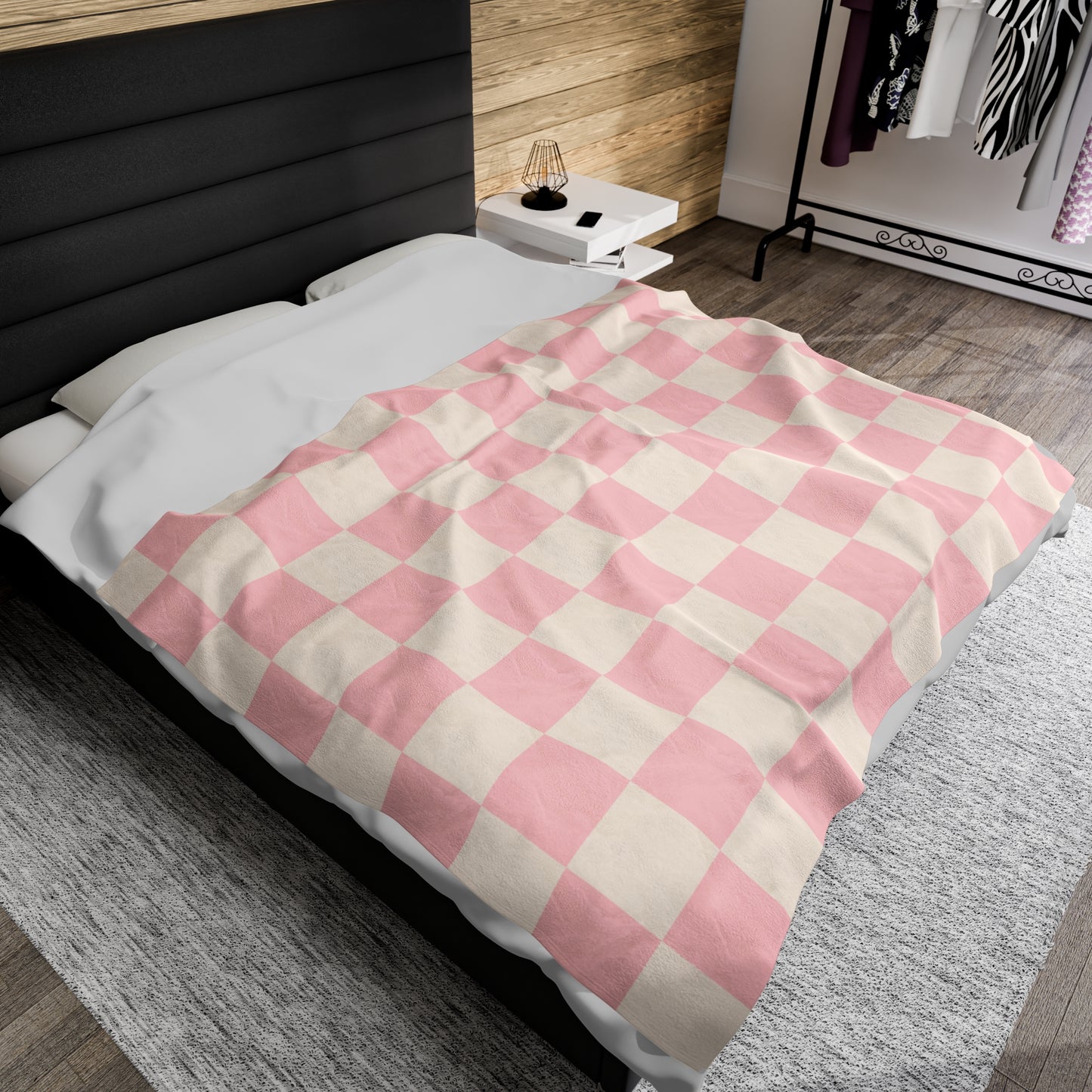 Pink Checkered Throw blanket Velveteen Plush Blanket