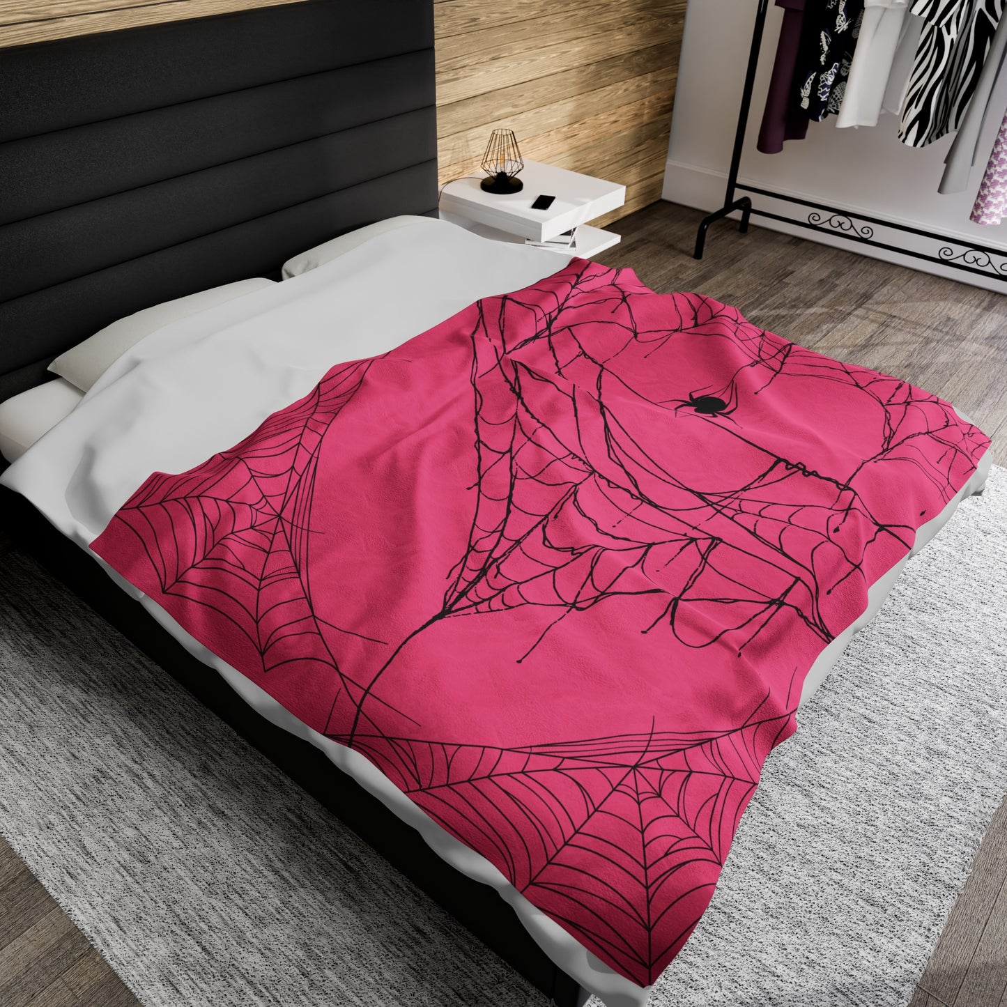 Pink Spider Web Blanket Halloween Plush Blanket