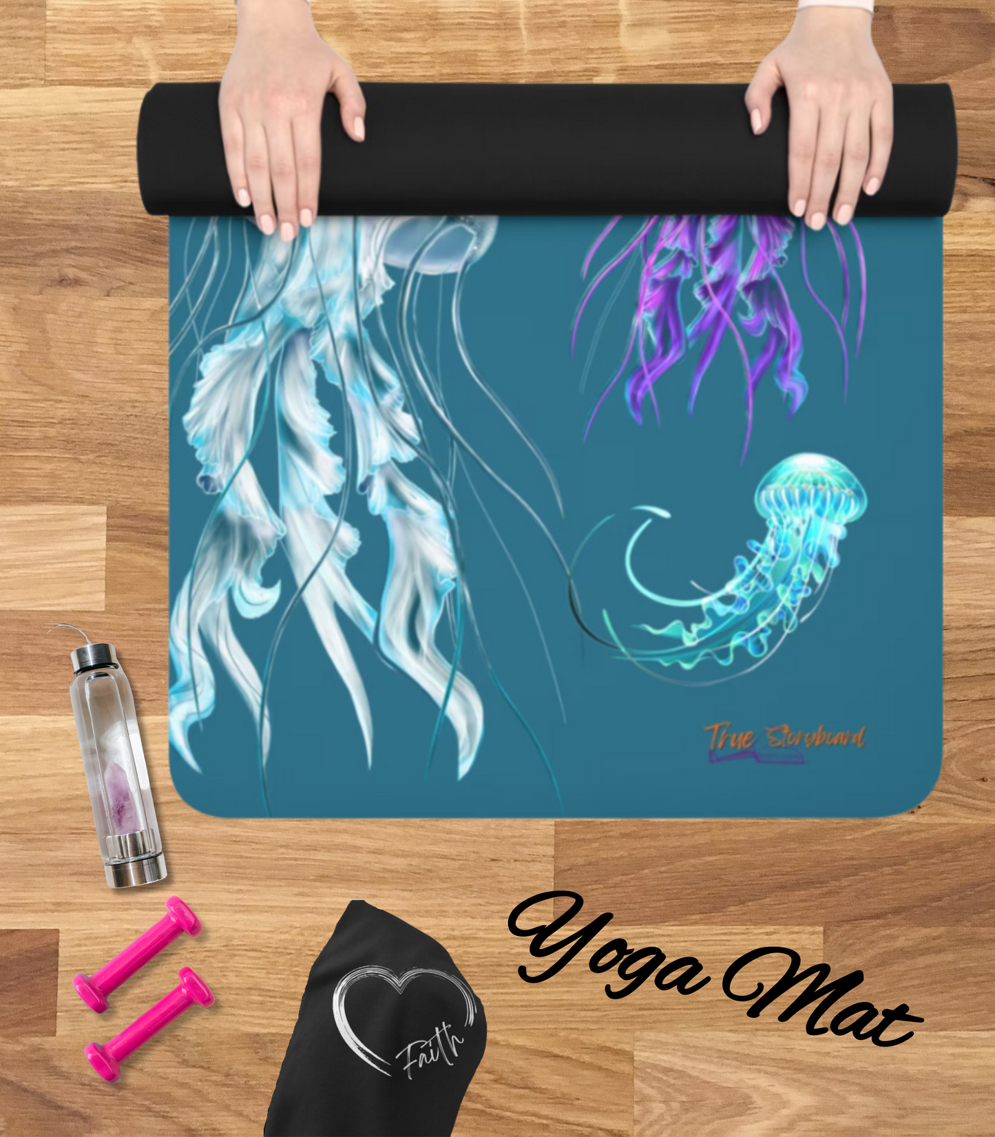 Jellyfish Yoga Mat anti-slip rubber yoga mat full print Jellyfish design