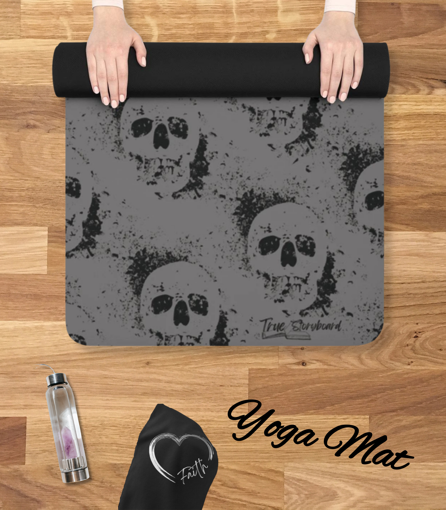 Skull Yoga Mat anti-slip yoga mat rubber bottom full print Skull design exercise floor mat