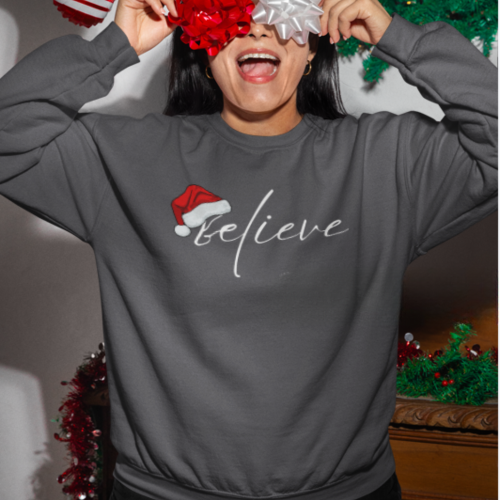 Believe Crewneck Pullover Sweatshirt