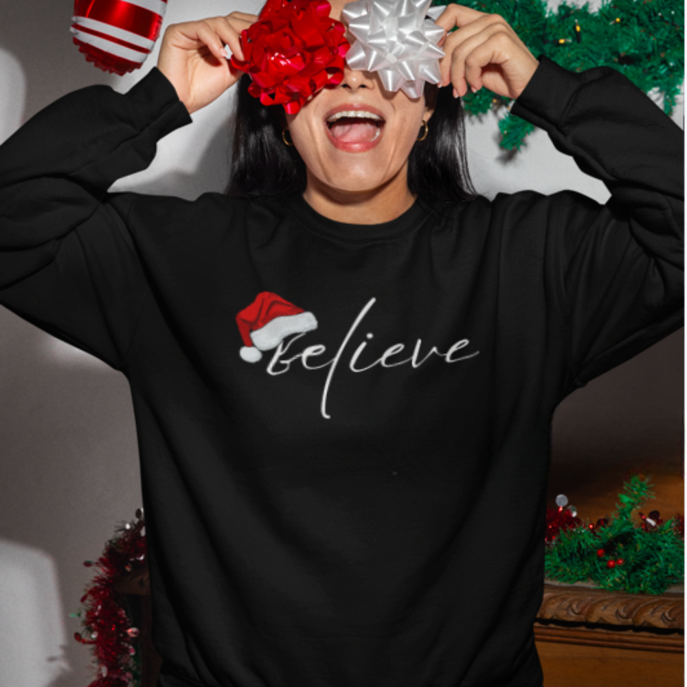 Believe Crewneck Pullover Sweatshirt