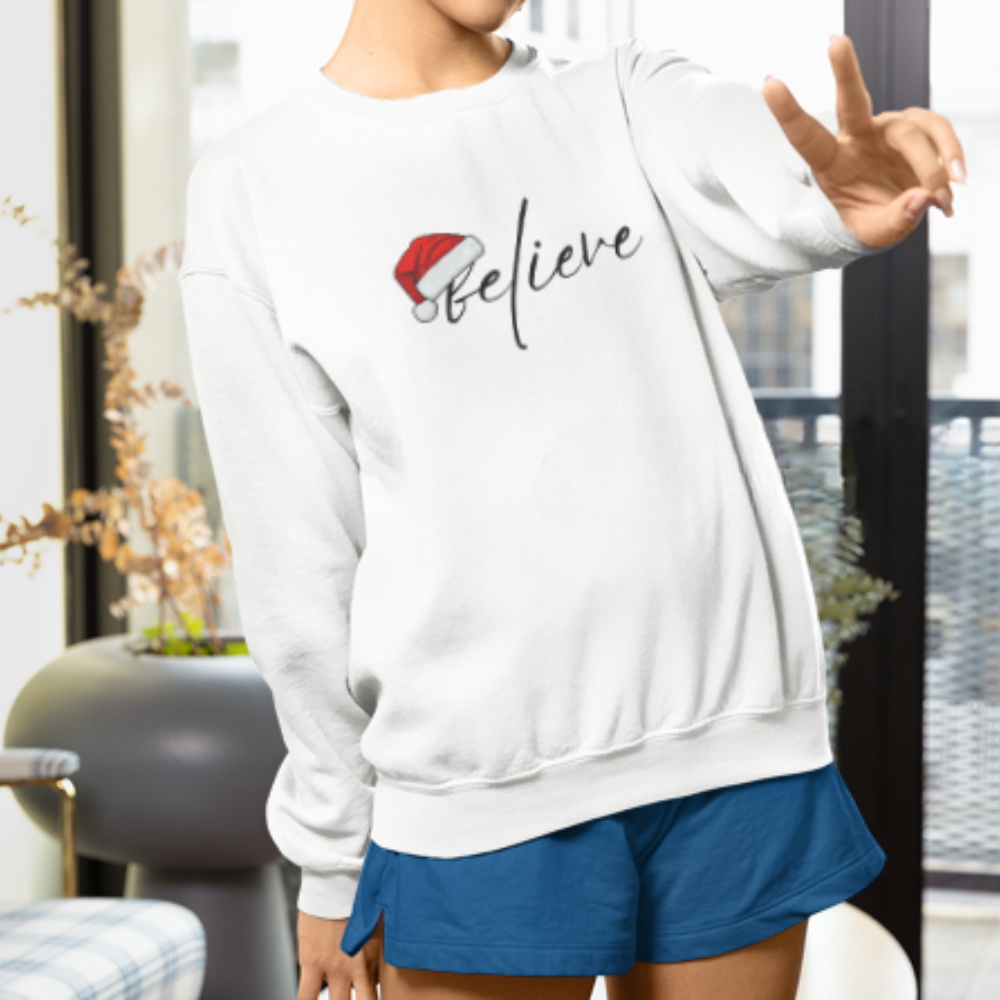 Believe Crewneck Pullover Sweatshirt