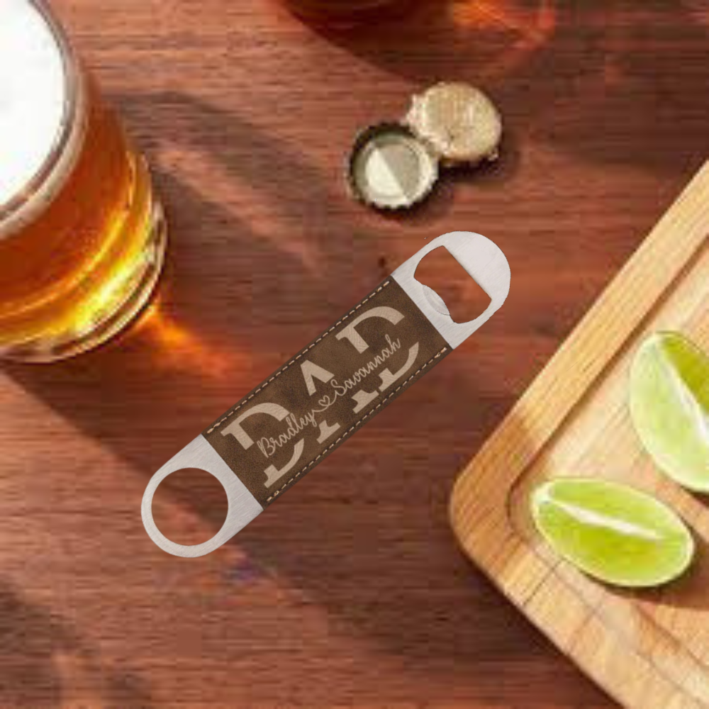 Premium Leather Bottle Opener - Dad Split Name