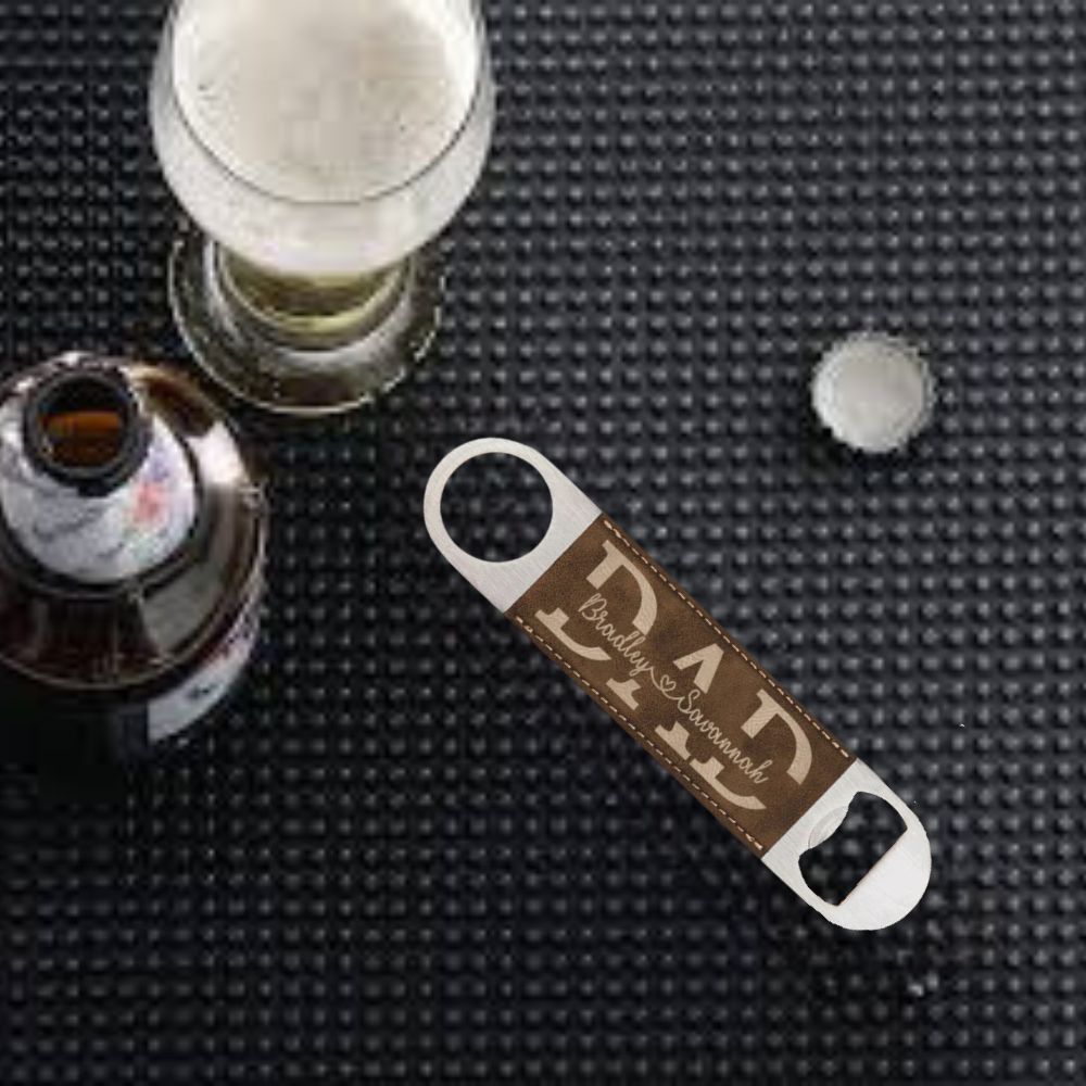 Premium Leather Bottle Opener - Dad Split Name