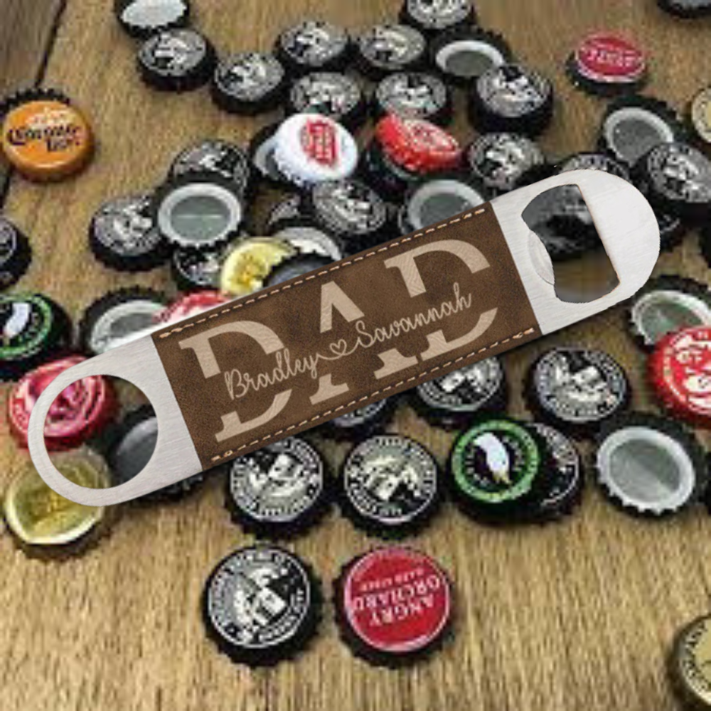 Premium Leather Bottle Opener - Dad Split Name