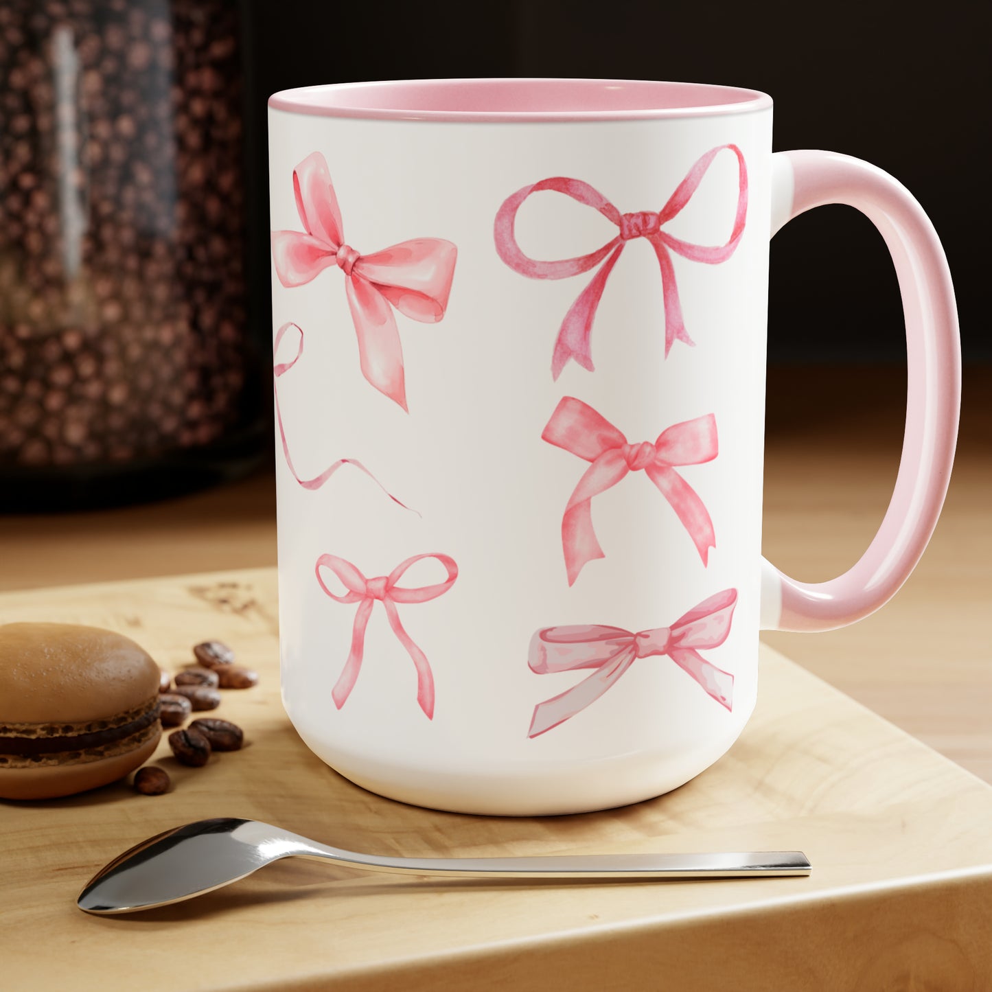 All tied up in a Bow Mug, 15oz decorative mug white cute cup girly coffee mug coquette core girl