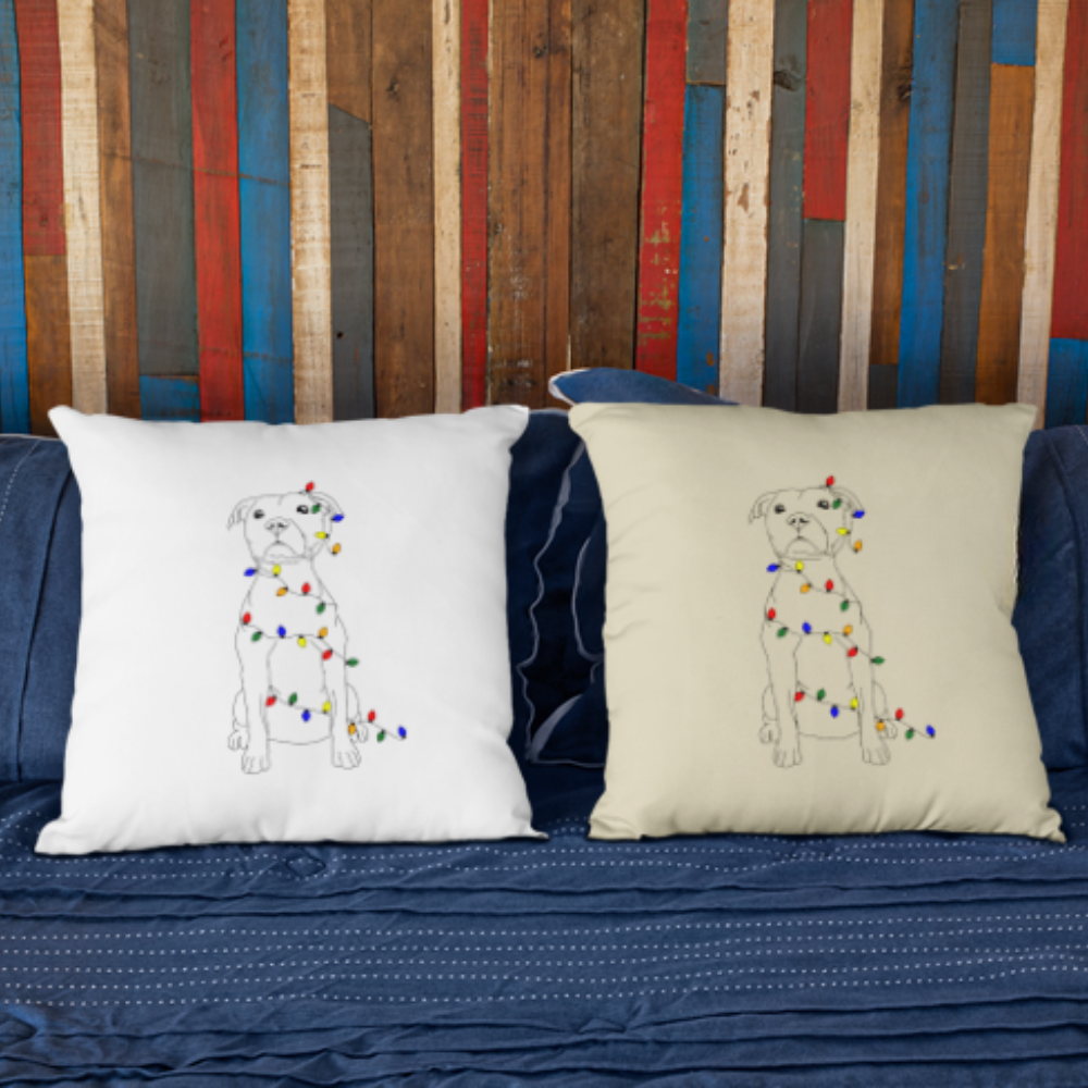 Dog In Lights Medium Square Pillow