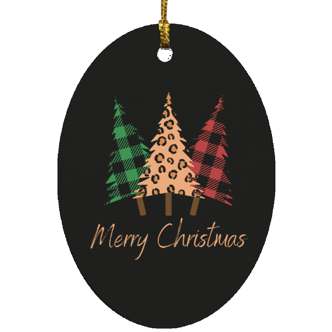 Three Tree Oval Ornament