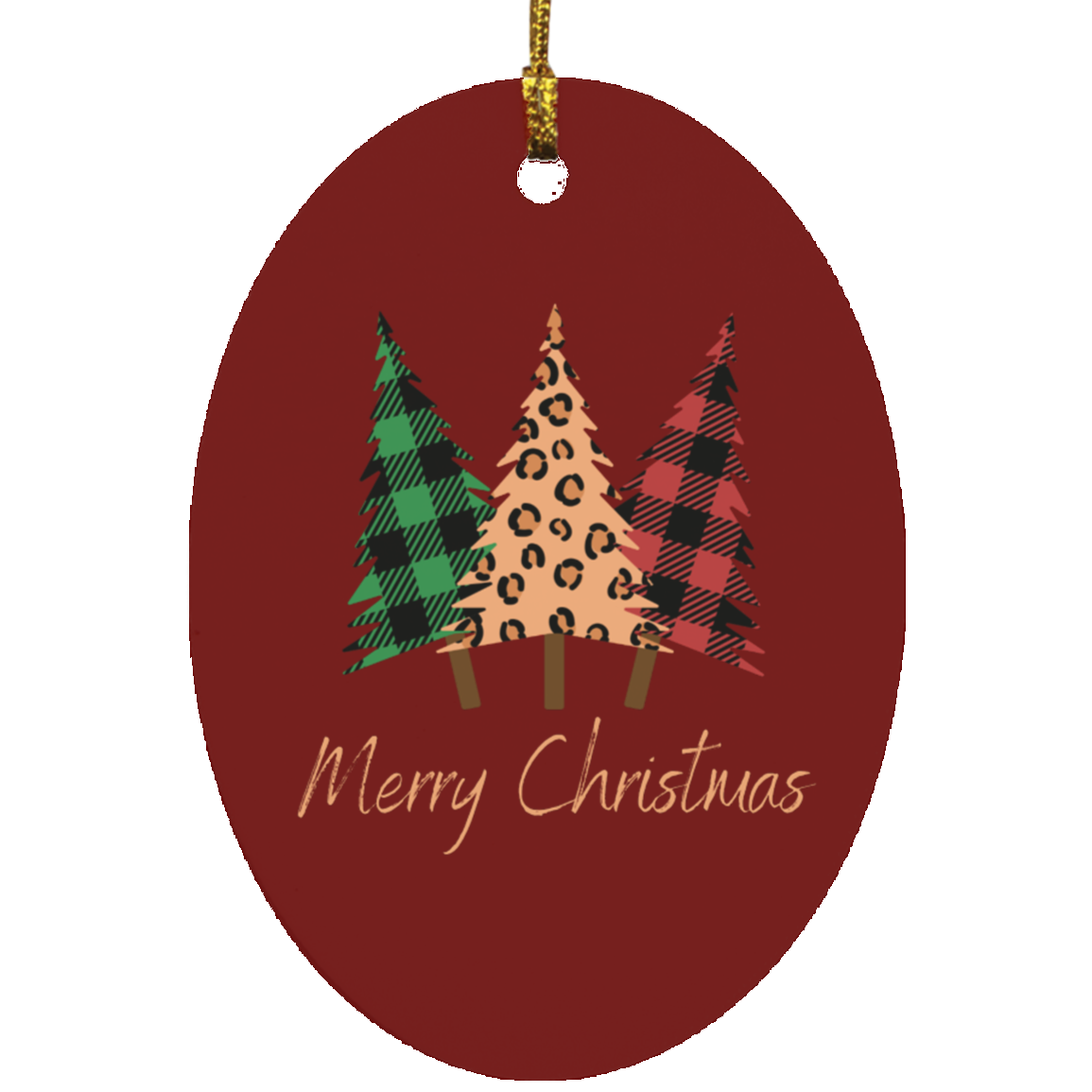 Three Tree Oval Ornament