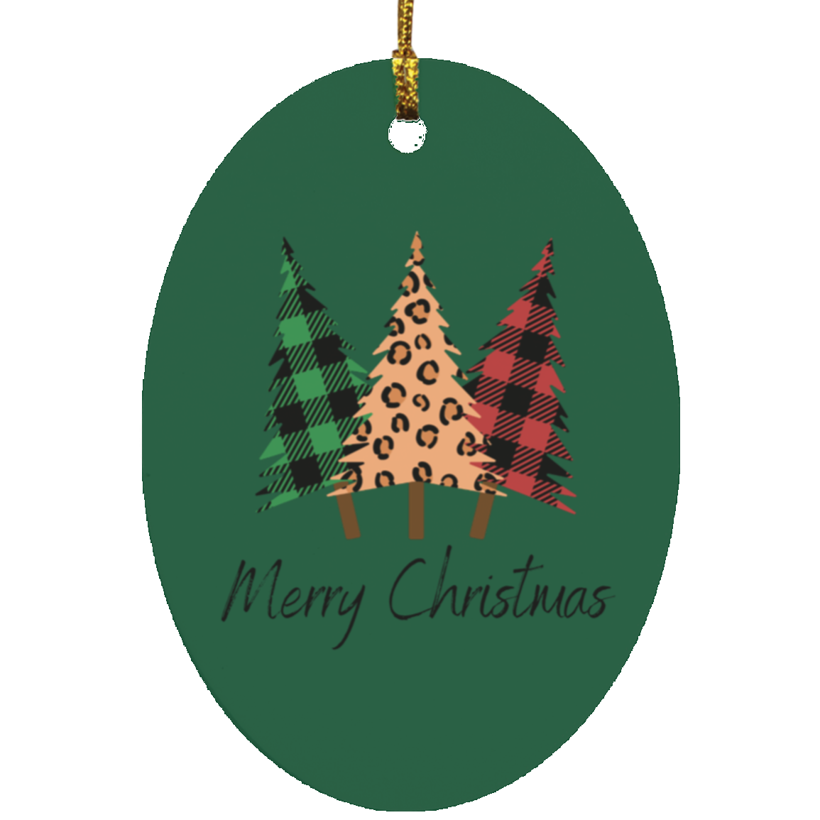 Three Tree Oval Ornament