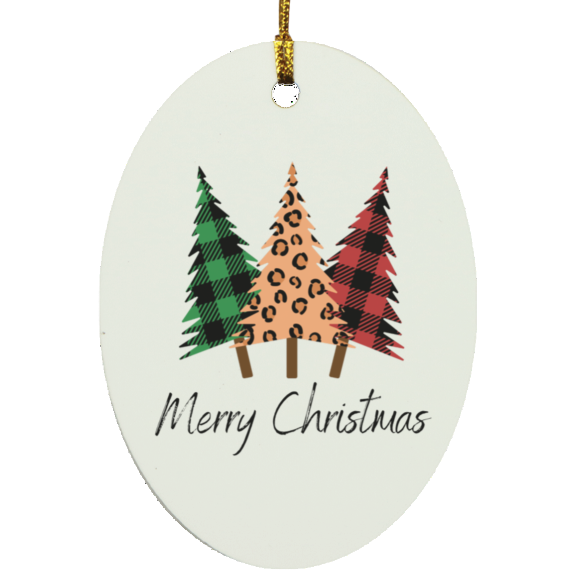 Three Tree Oval Ornament