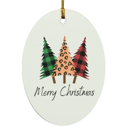 Three Tree Oval Ornament