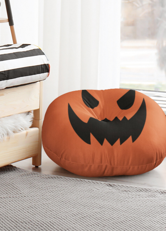 Jack O'Lantern Pumpkin Tufted Floor Pillow