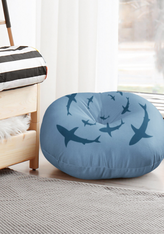 Shark Whirlpool Tufted Floor Pillow, Round floor pillow Sports pillow ottoman floor cushion