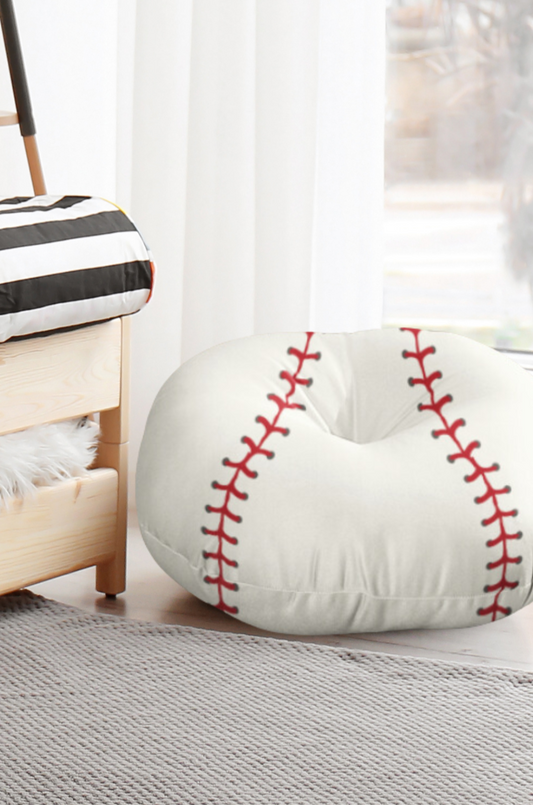 Baseball Tufted Floor Pillow, Round Tufted pouf floor pillow