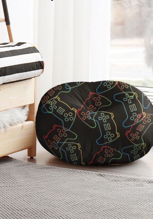 Game Controller Floor Pillow, Round Tufted pouf floor pillow