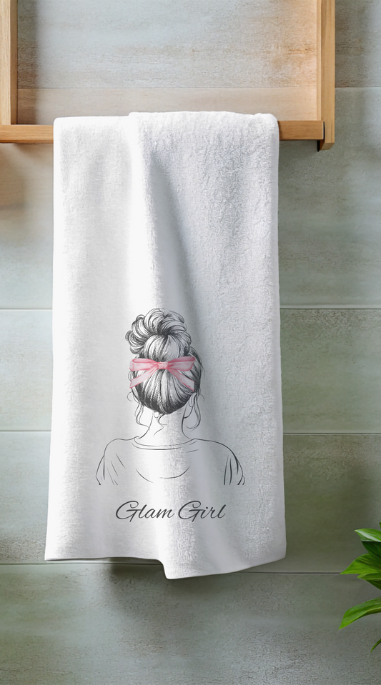 Glam Girl Coquette Custom Image Bath Towel