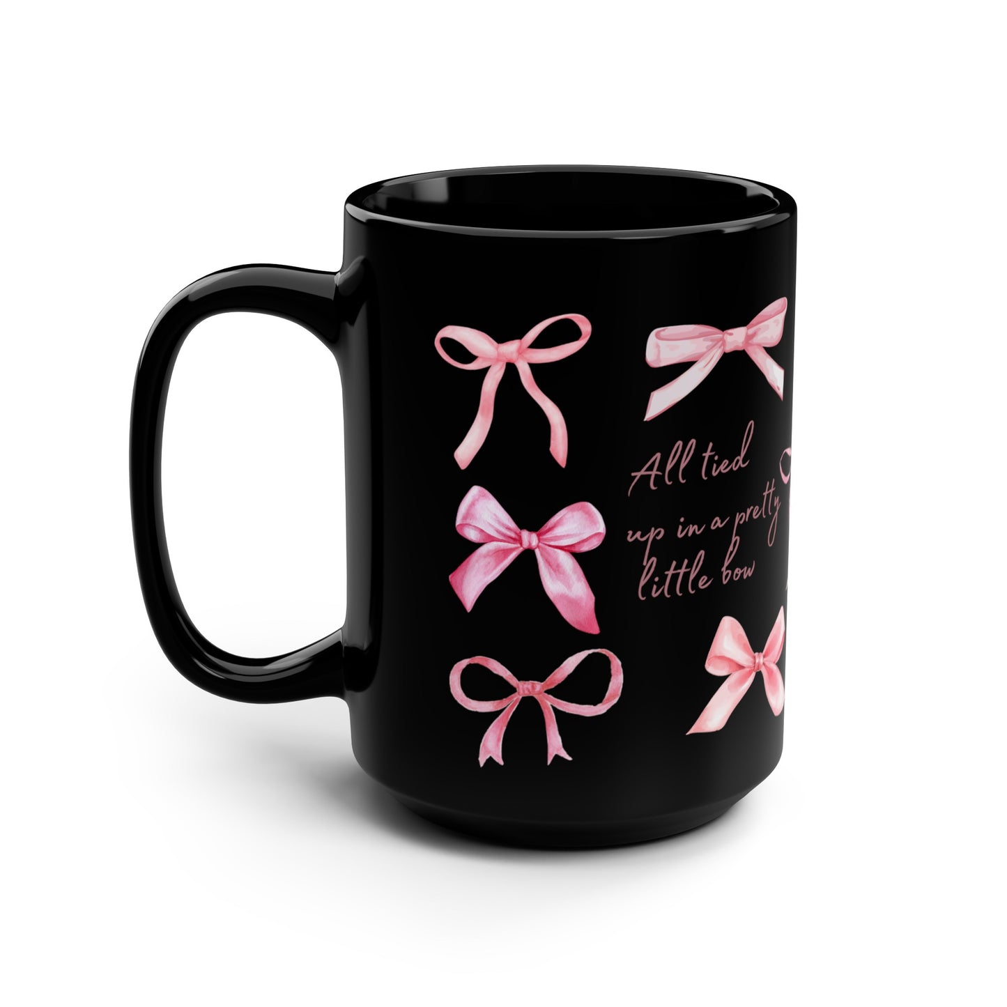 All tied up in a Bow Mug, 15oz decorative mug white cute cup girly coffee mug coquette core girl