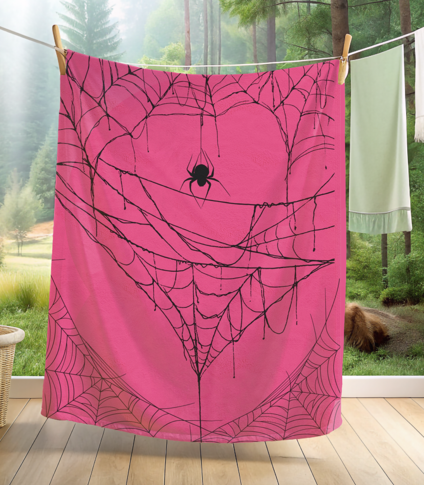 Pink Spider Web Blanket Halloween Plush Blanket