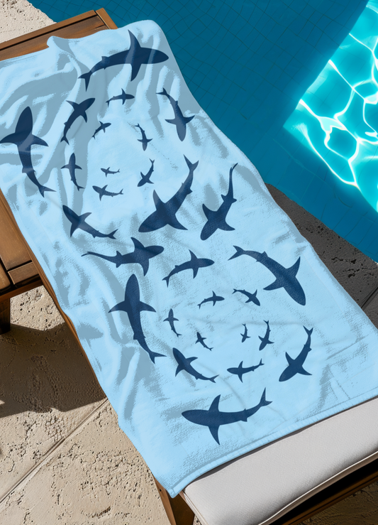 Shark Pool 30"x60" Beach Towel