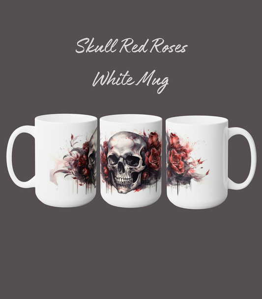 Skull and Roses Collection 10 Ceramic Mugs 15oz mugs, large coffee mugs, soup mug, gothic mugs