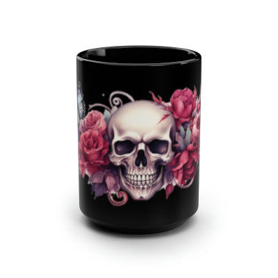 Skull and Roses Collection 10 Ceramic Mugs 15oz mugs, large coffee mugs, soup mug, gothic mugs