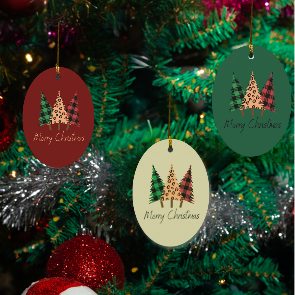 Three Tree Oval Ornament