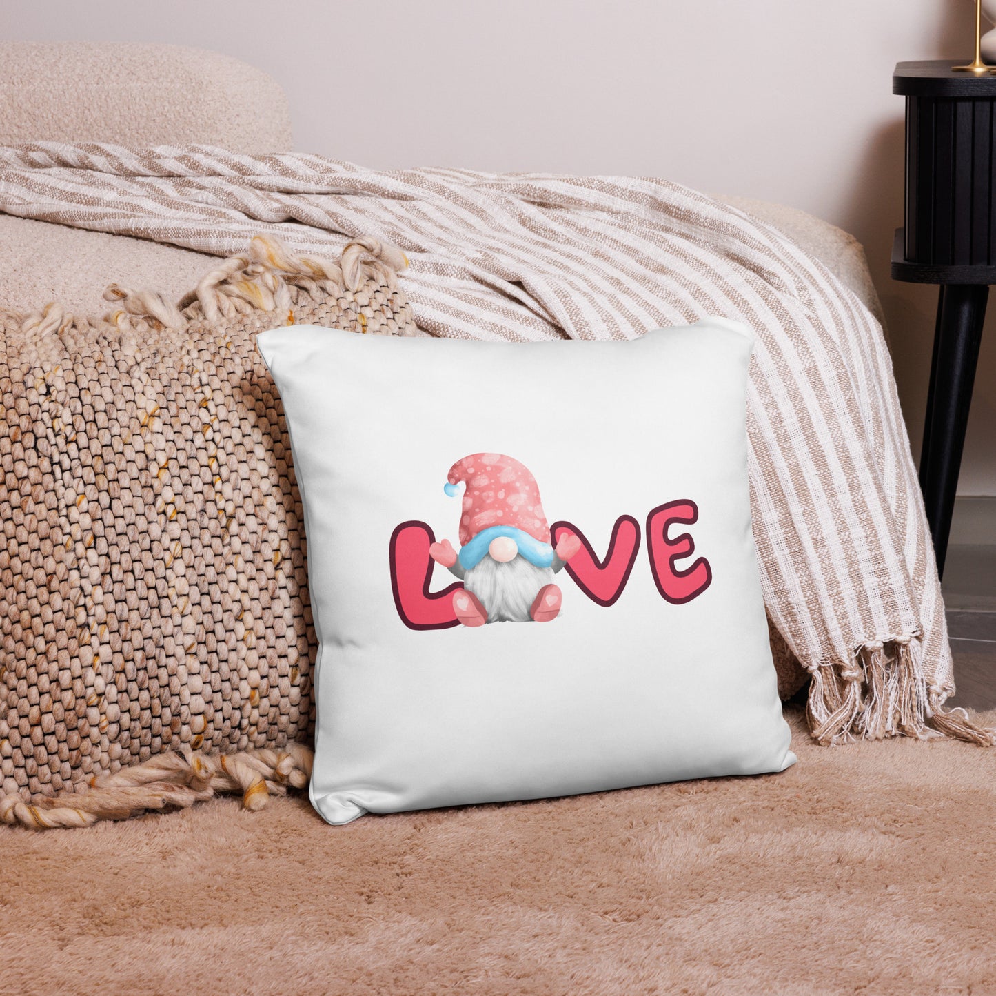 Love your Gnome Pillow, Square Throw pillows, Valentine pillow