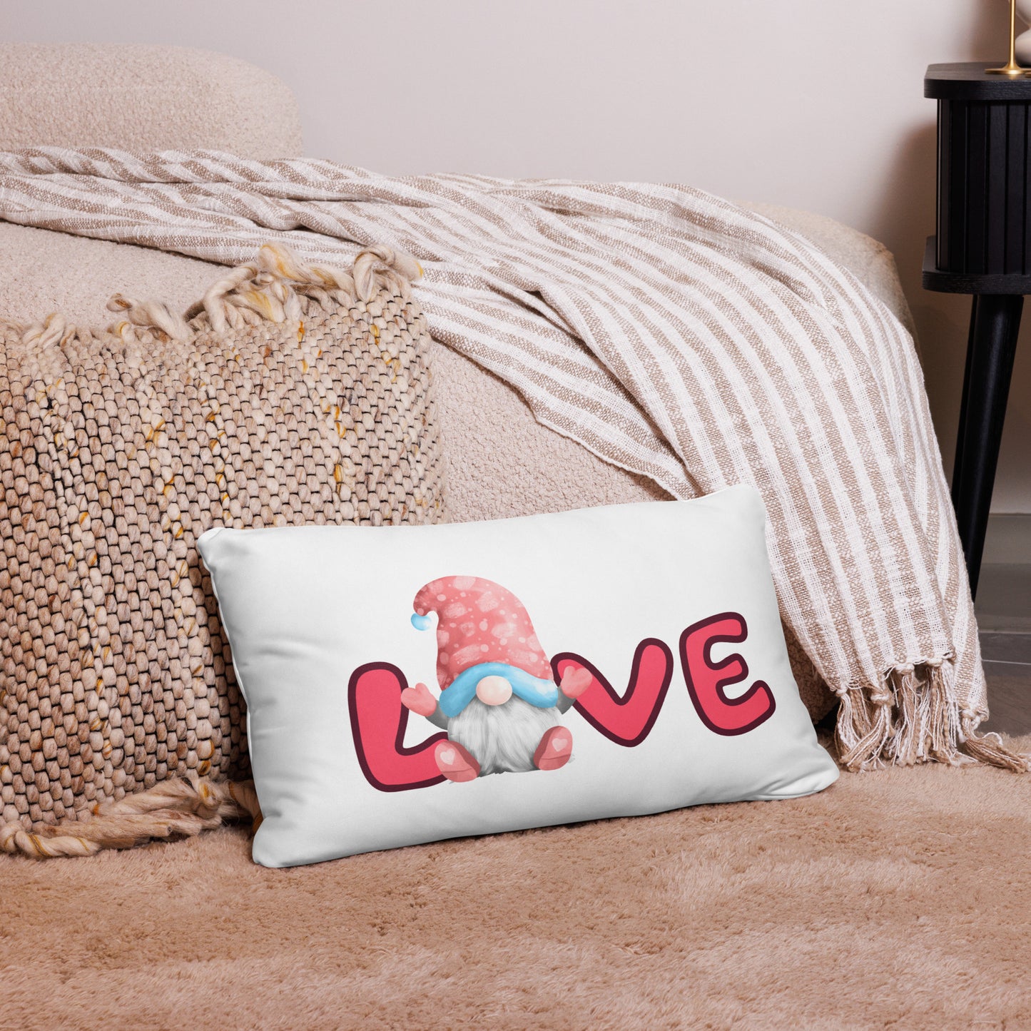 Love your Gnome Pillow, Square Throw pillows, Valentine pillow