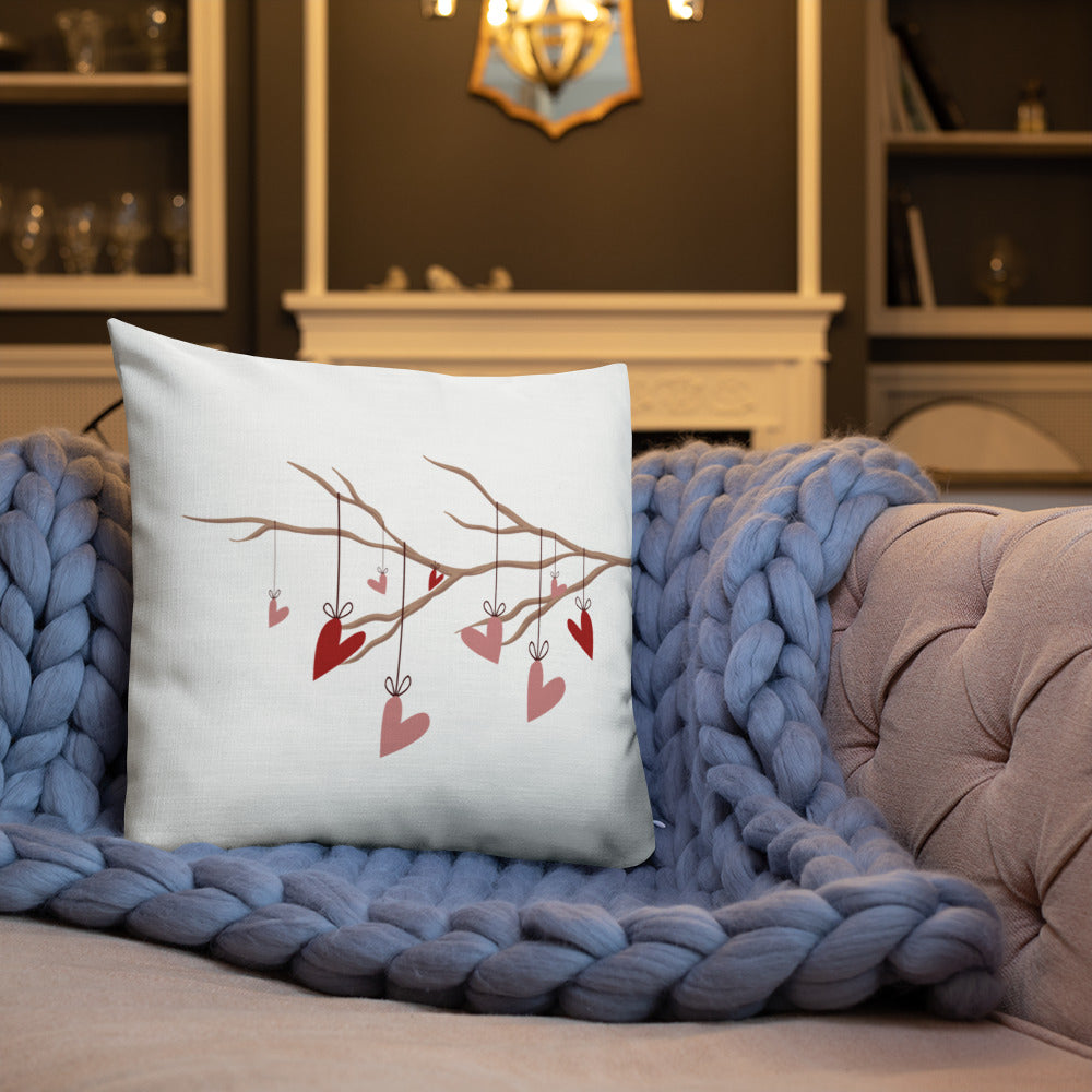 Hearts on a String Premium Throw Pillow