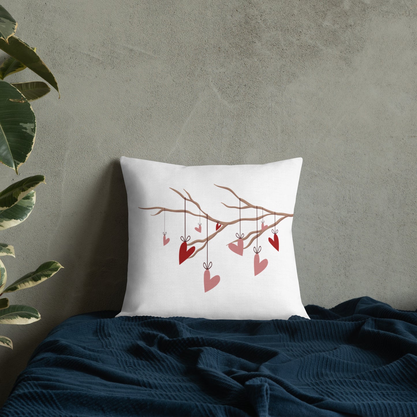 Hearts on a String Premium Throw Pillow