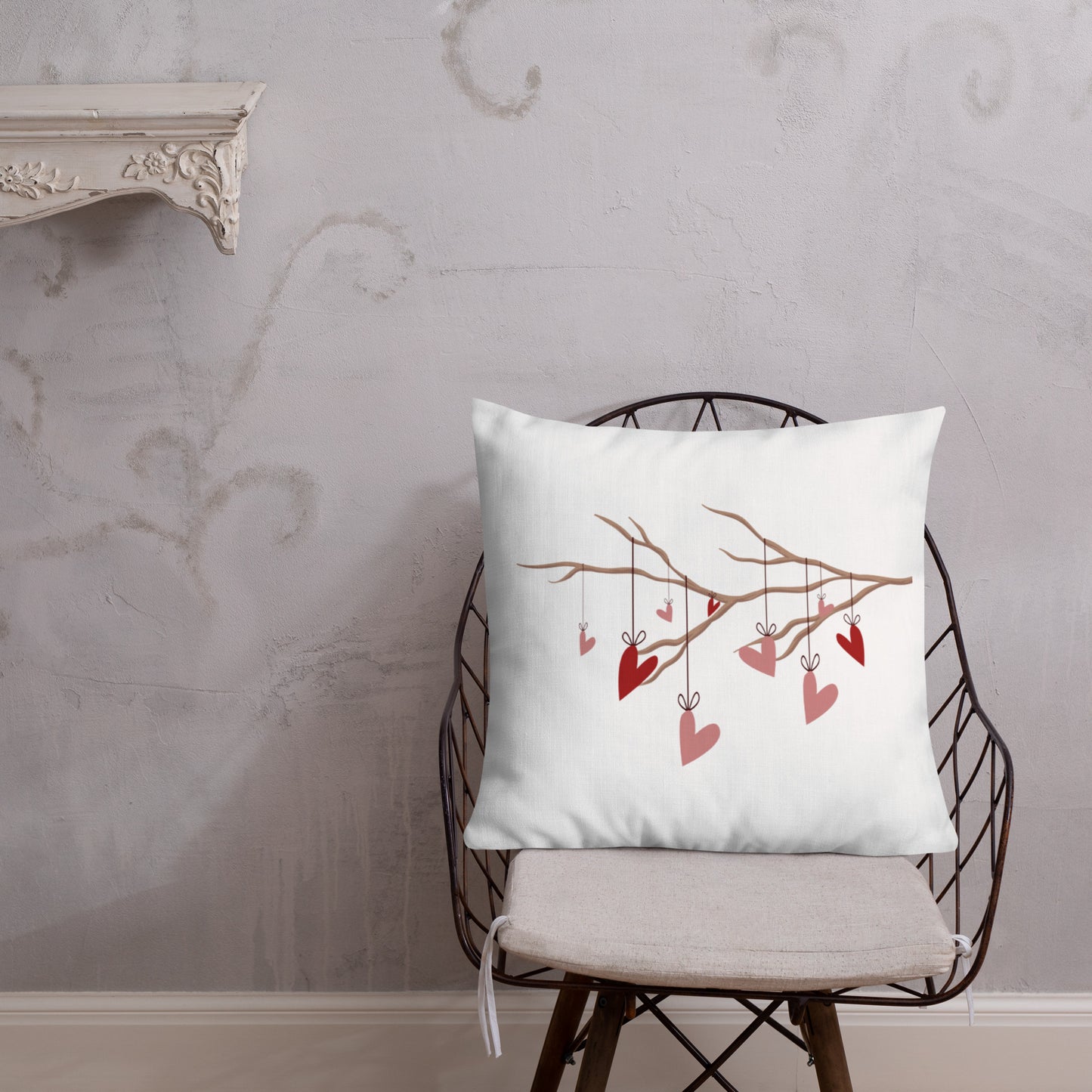 Hearts on a String Premium Throw Pillow