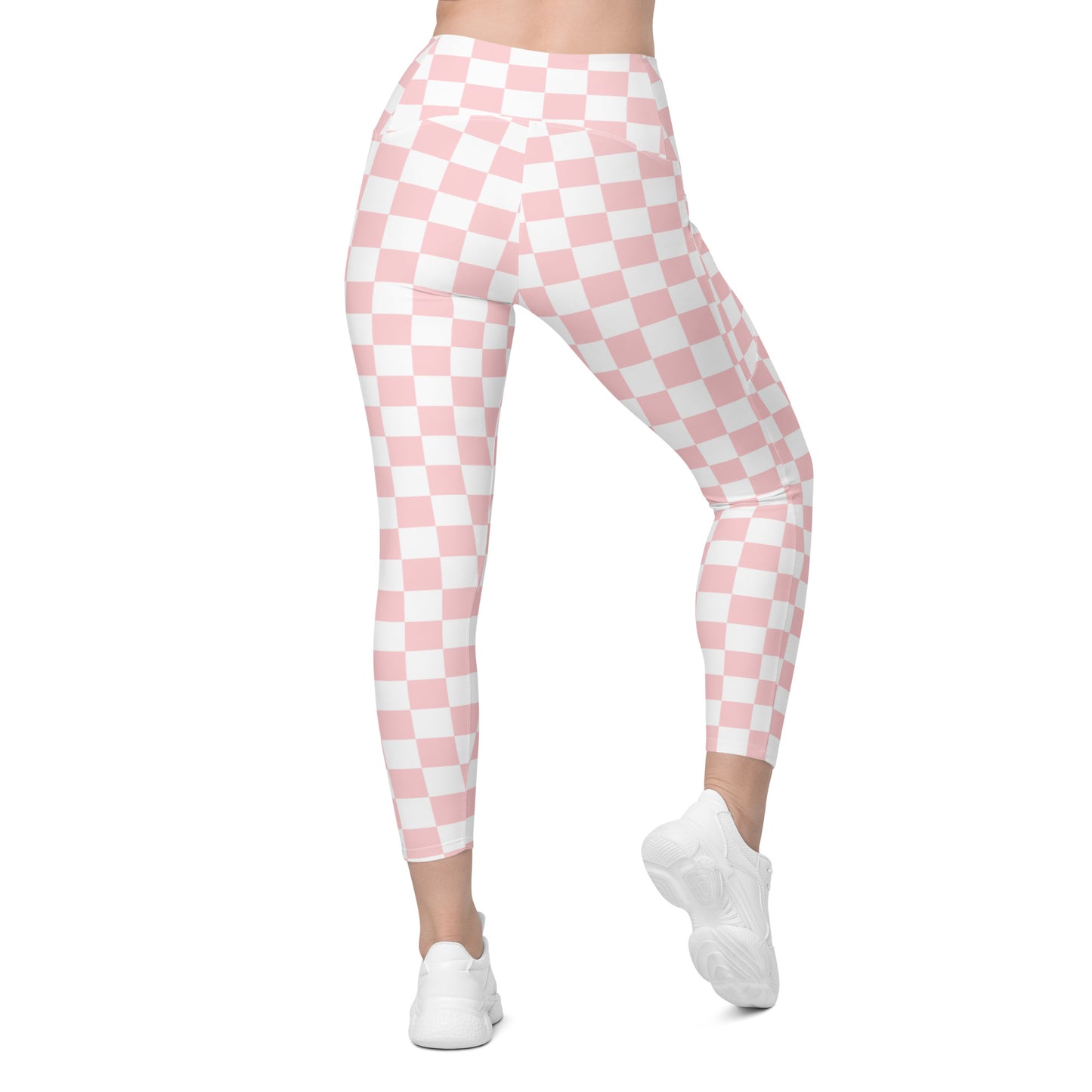 Pink Checkered Leggings with pockets Checkered print yoga pants buttersoft leggings for owrkouts