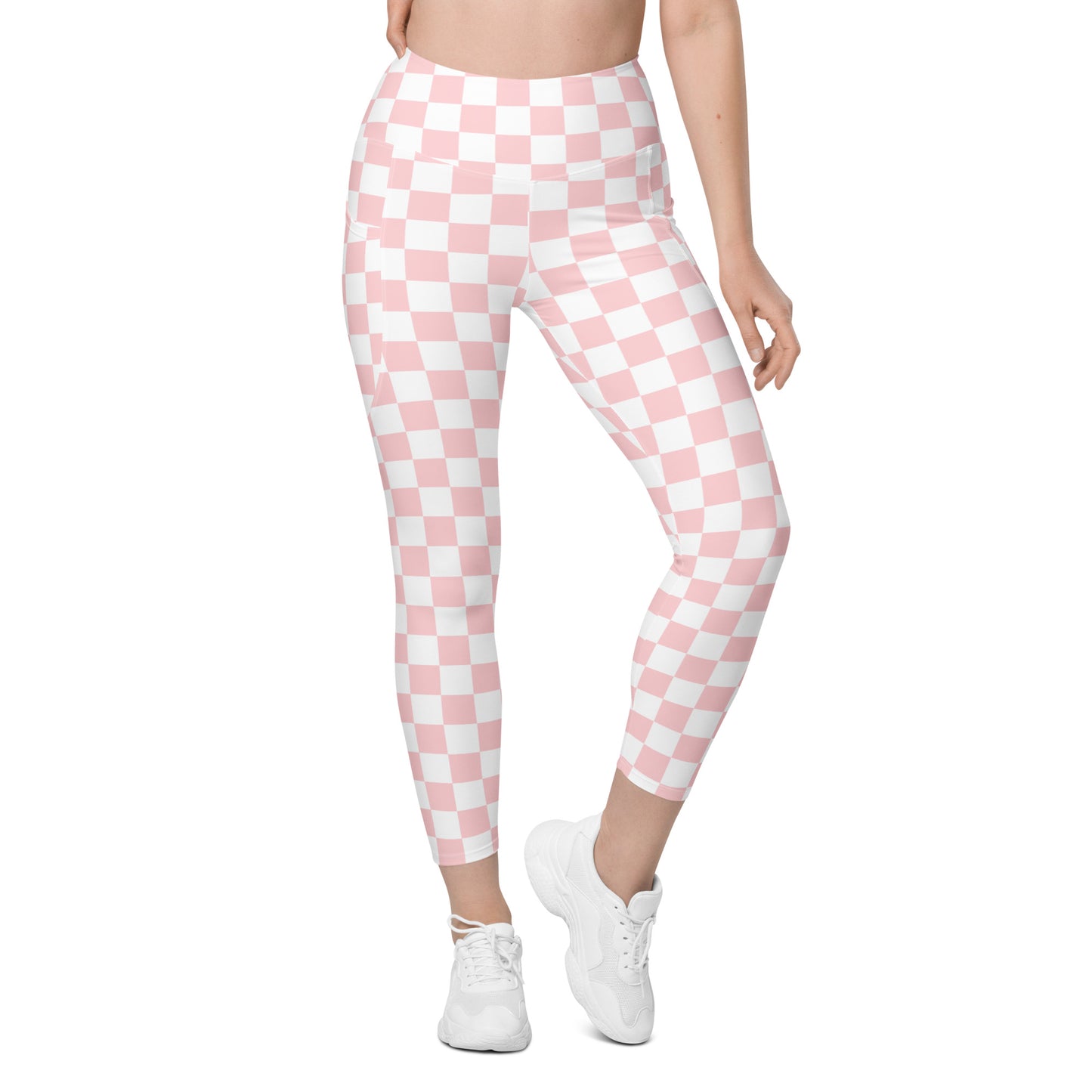 Pink Checkered Leggings with pockets Checkered print yoga pants buttersoft leggings for owrkouts