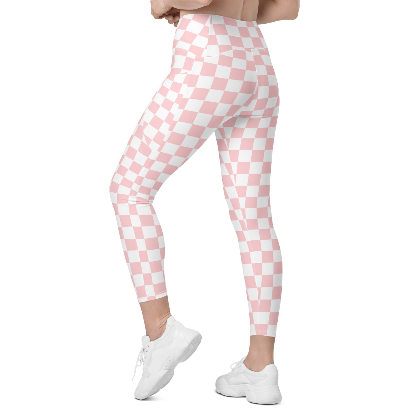 Pink Checkered Leggings with pockets Checkered print yoga pants buttersoft leggings for owrkouts