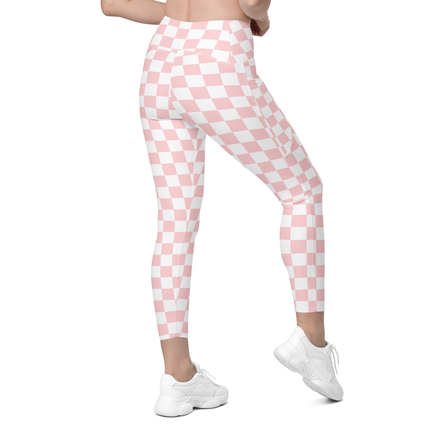 Pink Checkered Leggings with pockets Checkered print yoga pants buttersoft leggings for owrkouts