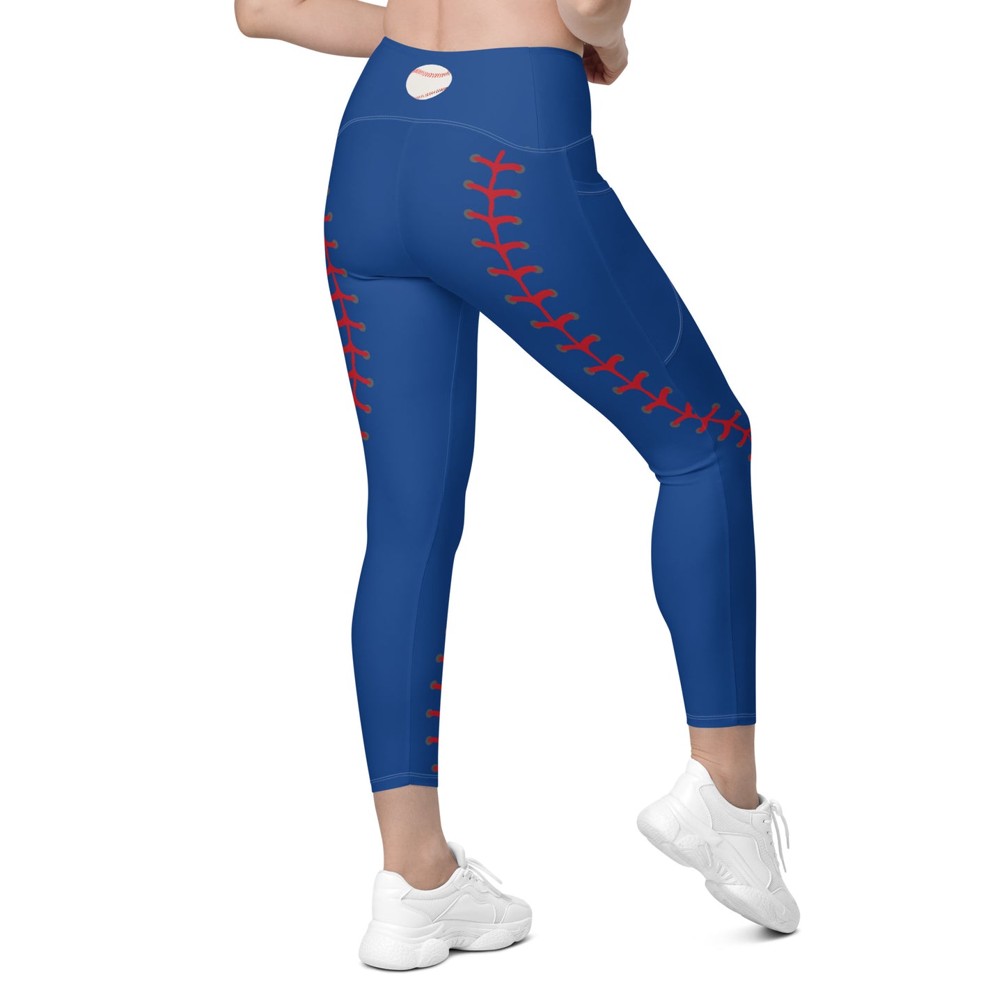 Blue baseball Leggings with pockets softball gift idea baseball pants sports theme leggings