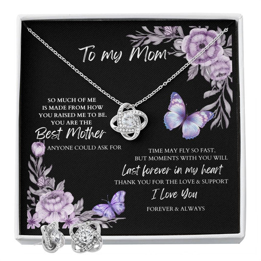 To My Mom Love Knot Earring & Necklace Set