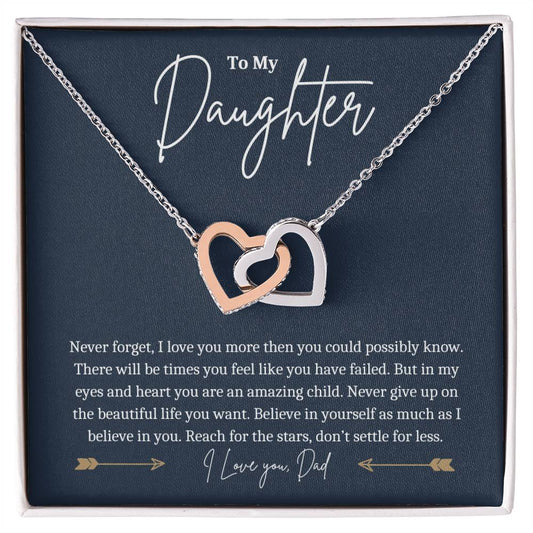 To my Daughter from Dad Interlocking Hearts Necklace