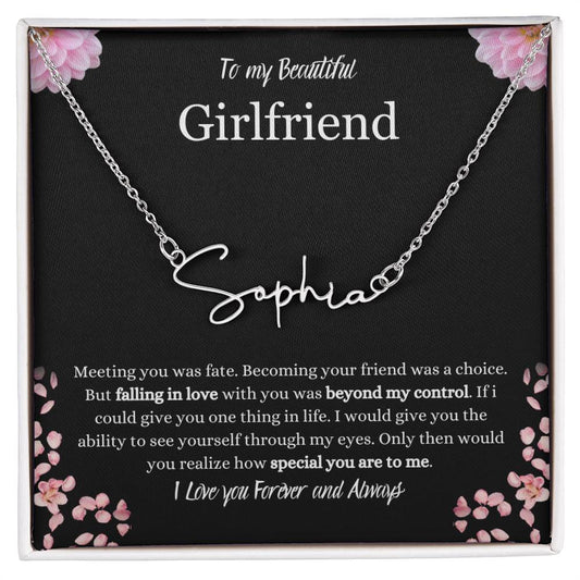 To My Beautiful Girlfriend Name Necklace