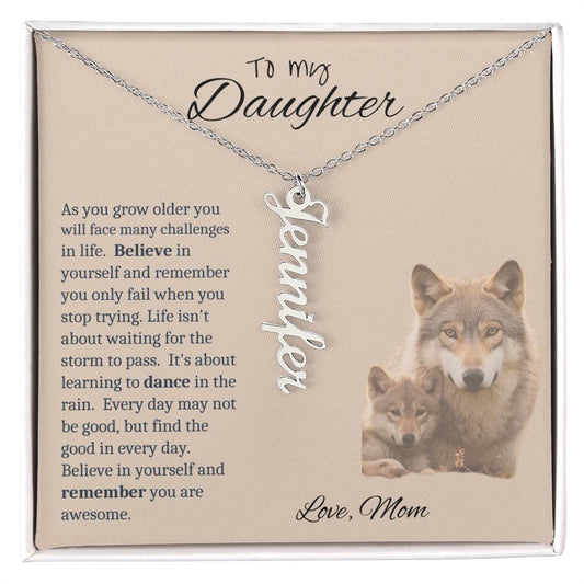 To my Daughter Vertical Name Necklace