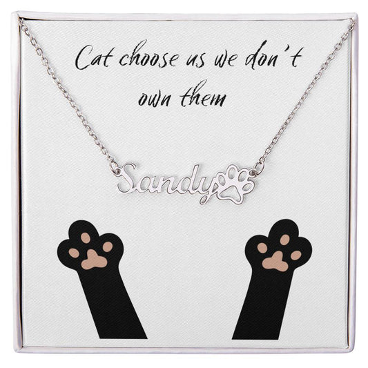 Cat Paw Name Necklace Cats Choose us